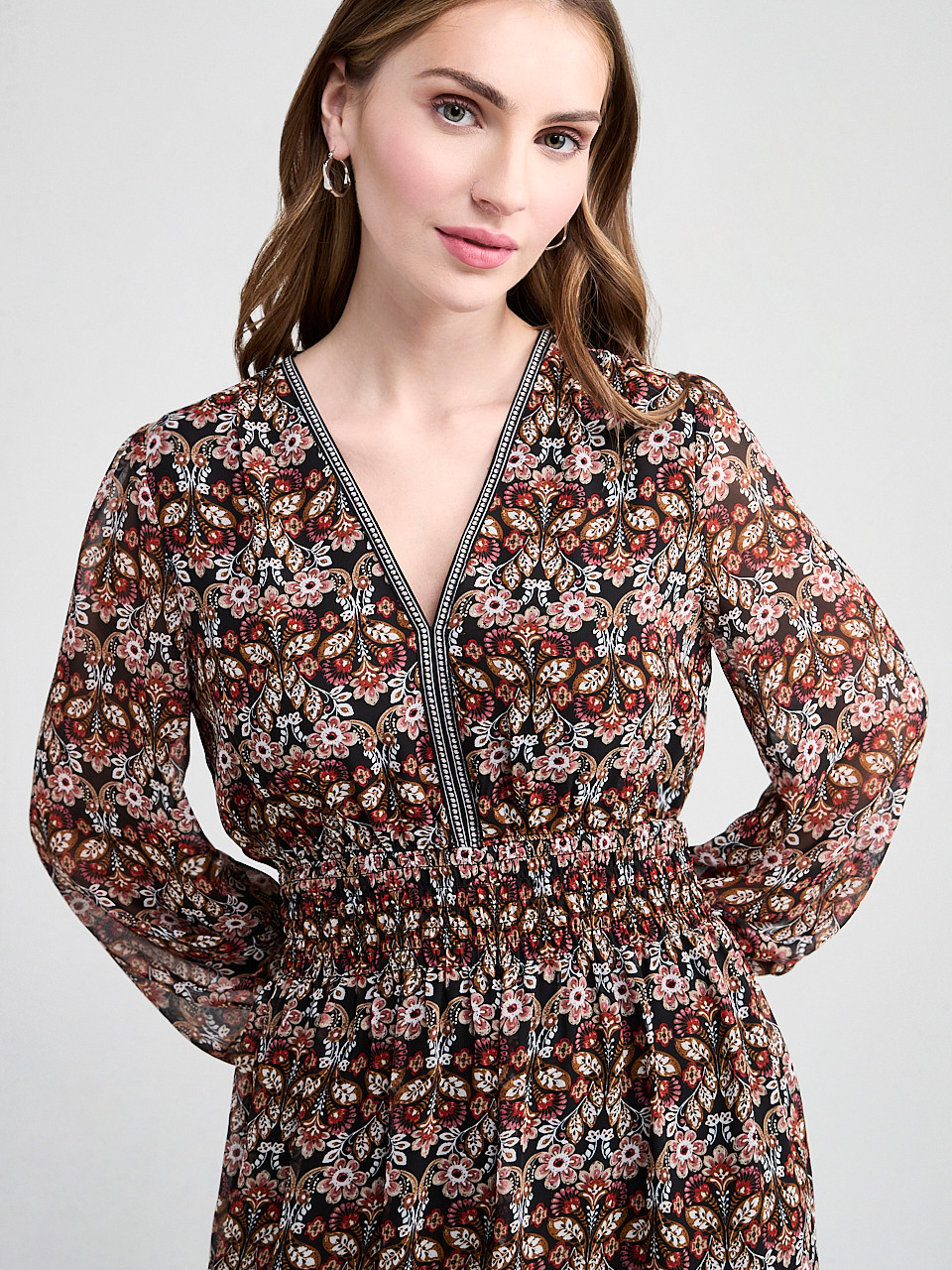 Chiffon Smocked Waist Mini Dress