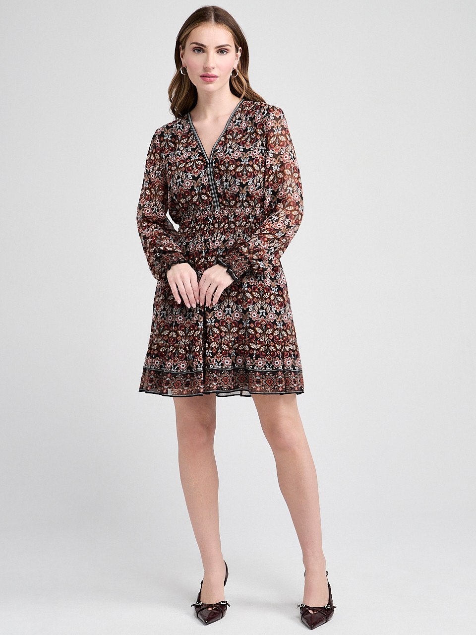 Chiffon Smocked Waist Mini Dress