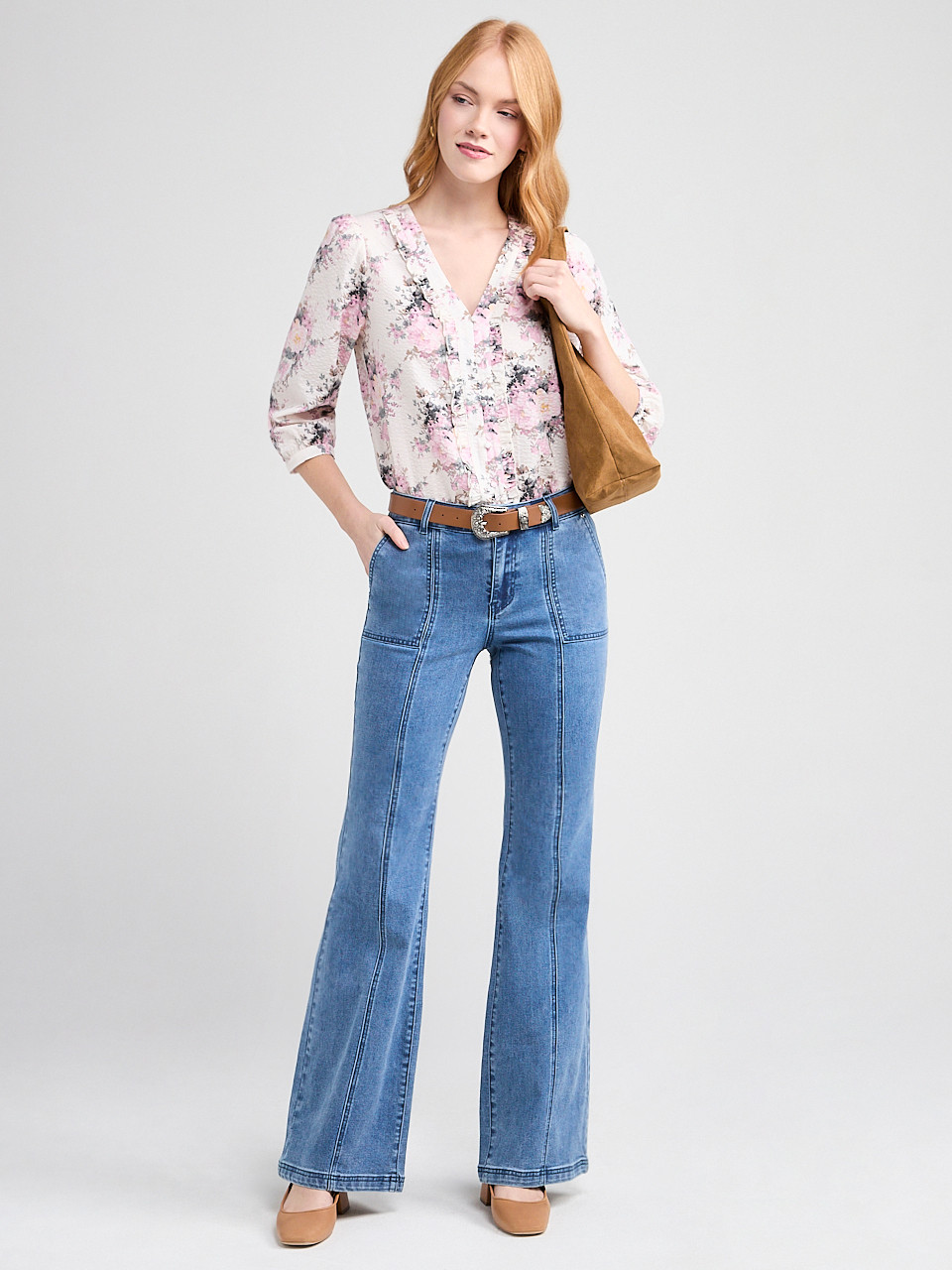 Cotton Blouse with 3/4 Sleeves