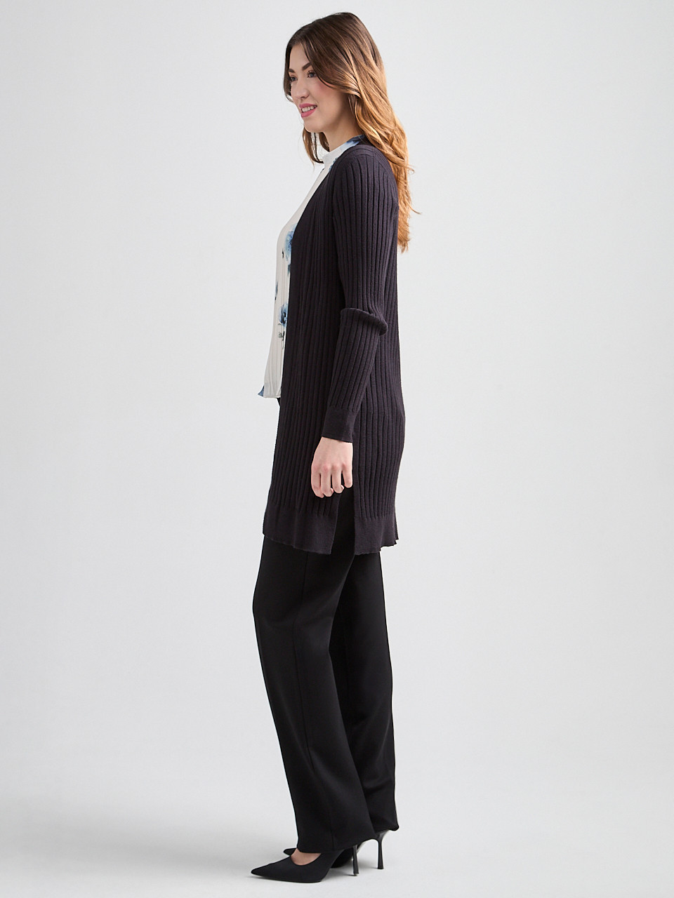 Long Open Front Ribbed Cardigan | Ricki's