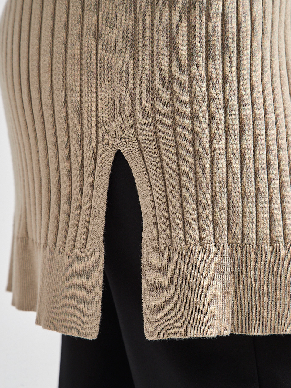 Long Open-Front Ribbed Cardigan
