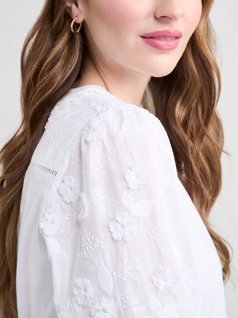 Long Sleeve Cotton Voile Blouse with Knit Body