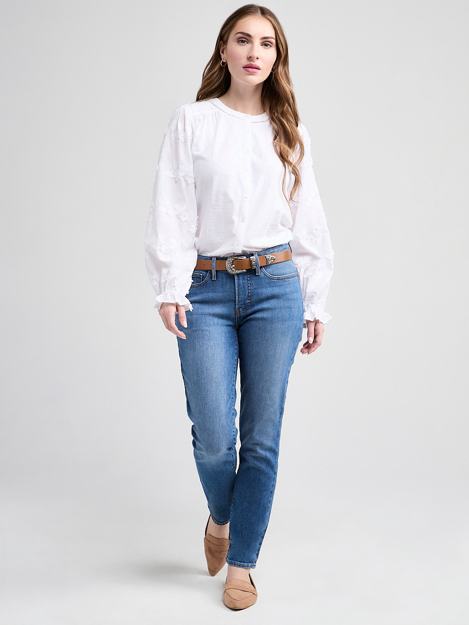 Long Sleeve Cotton Voile Blouse with Knit Body
