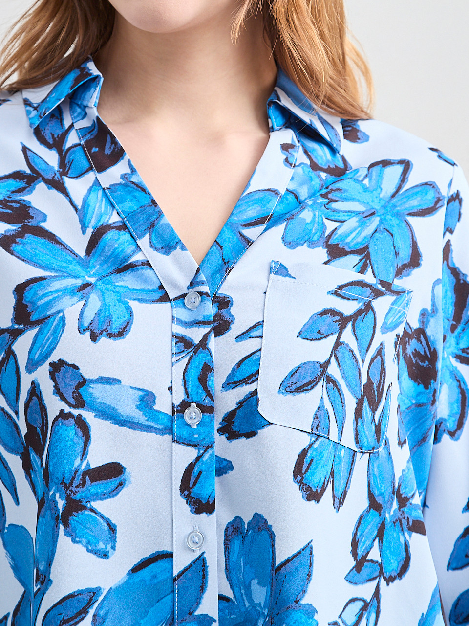 Long Sleeve Crop Collar Blouse