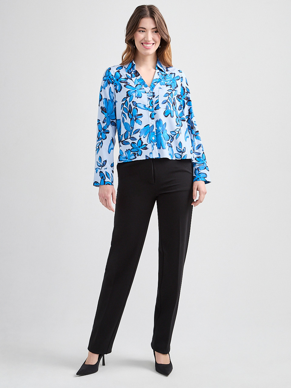 Long Sleeve Crop Collar Blouse