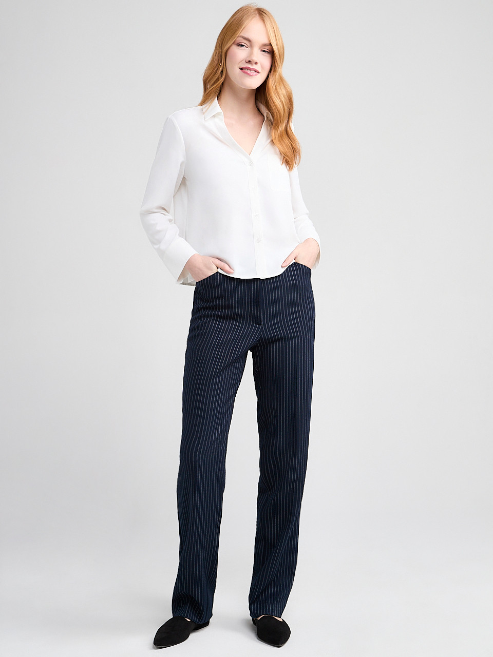 Long Sleeve Crop-Collar Blouse