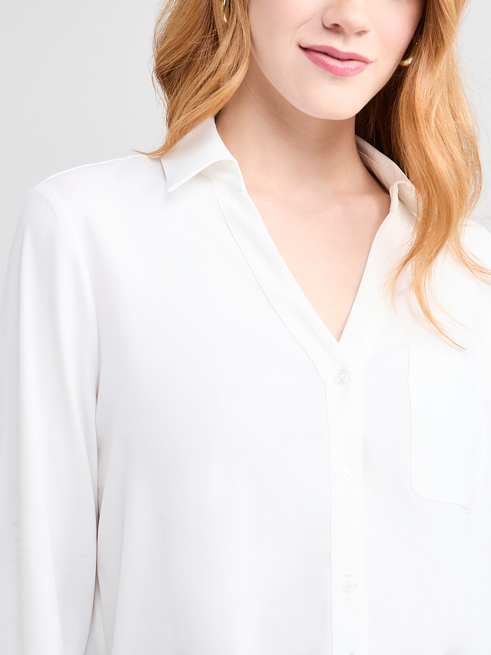 Long Sleeve Crop-Collar Blouse