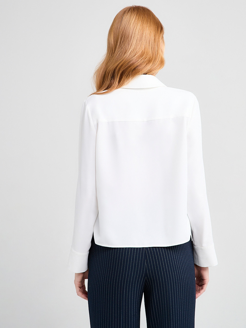 Long Sleeve Crop-Collar Blouse
