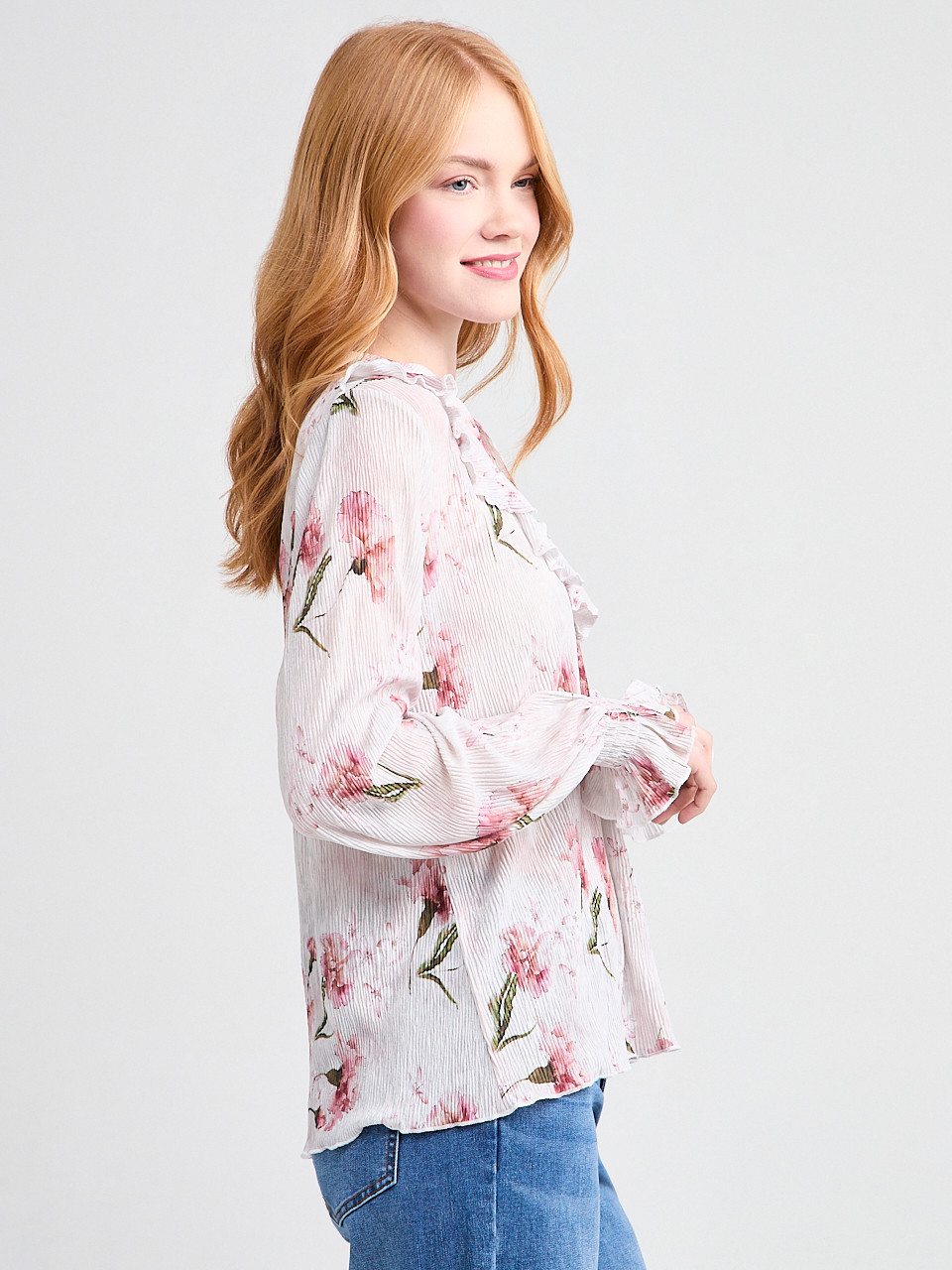 Long Sleeve Knit Ruffle Top
