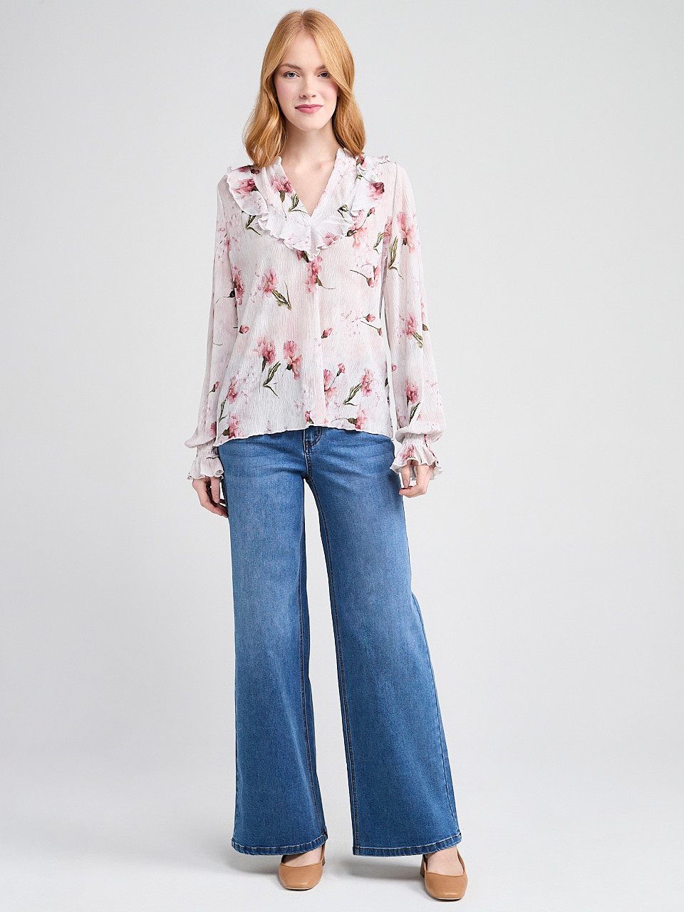 Long Sleeve Knit Ruffle Top