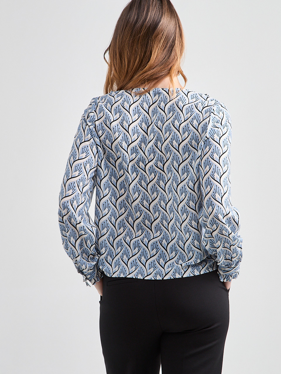 Long Sleeve Pleated Blouse