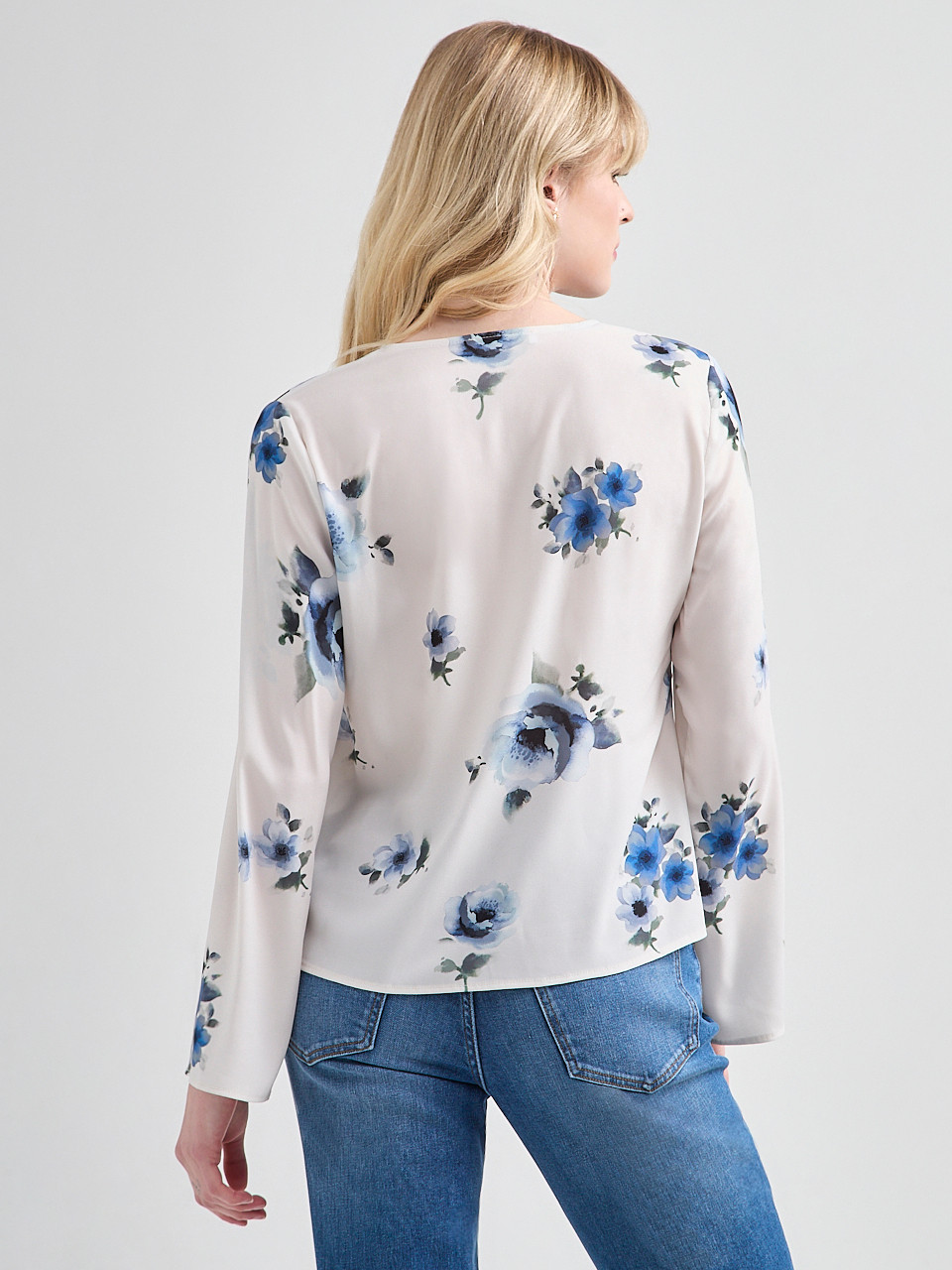 Long Sleeve V-Neck Button Blouse