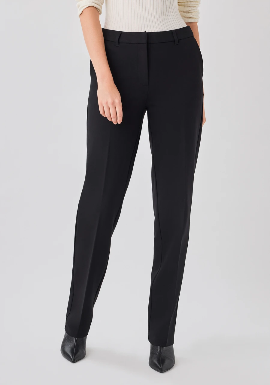 Mid Rise Ponte Straight Pant in Black
