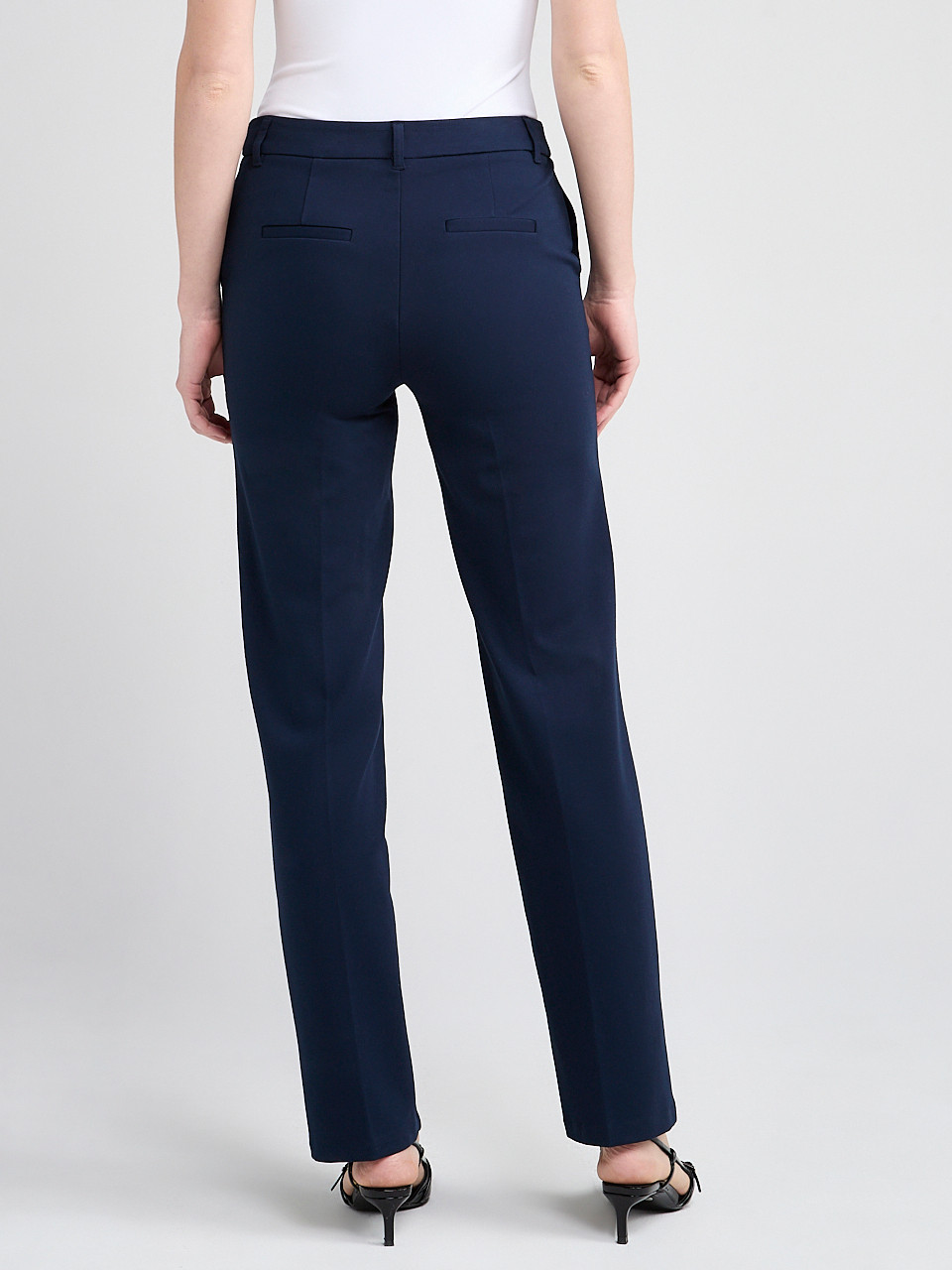 Mid Rise Ponte Straight Pant Navy
