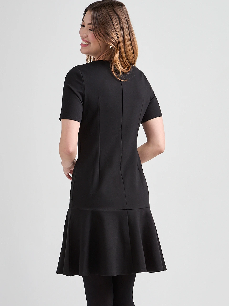 Ponte Crew Neck Fit & Flare Dress