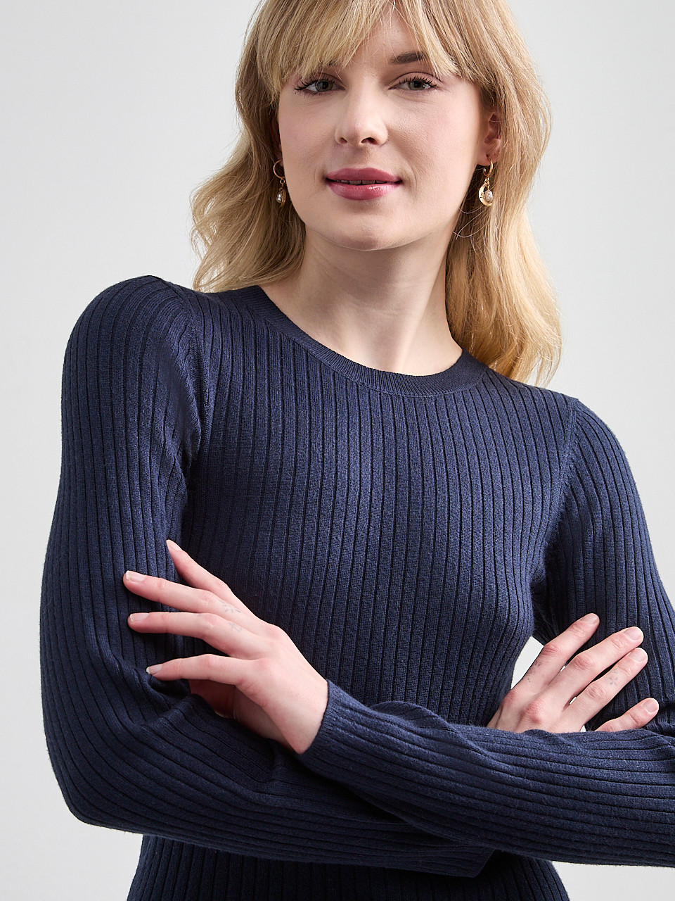 Ribbed Crewneck Pullover Sweater