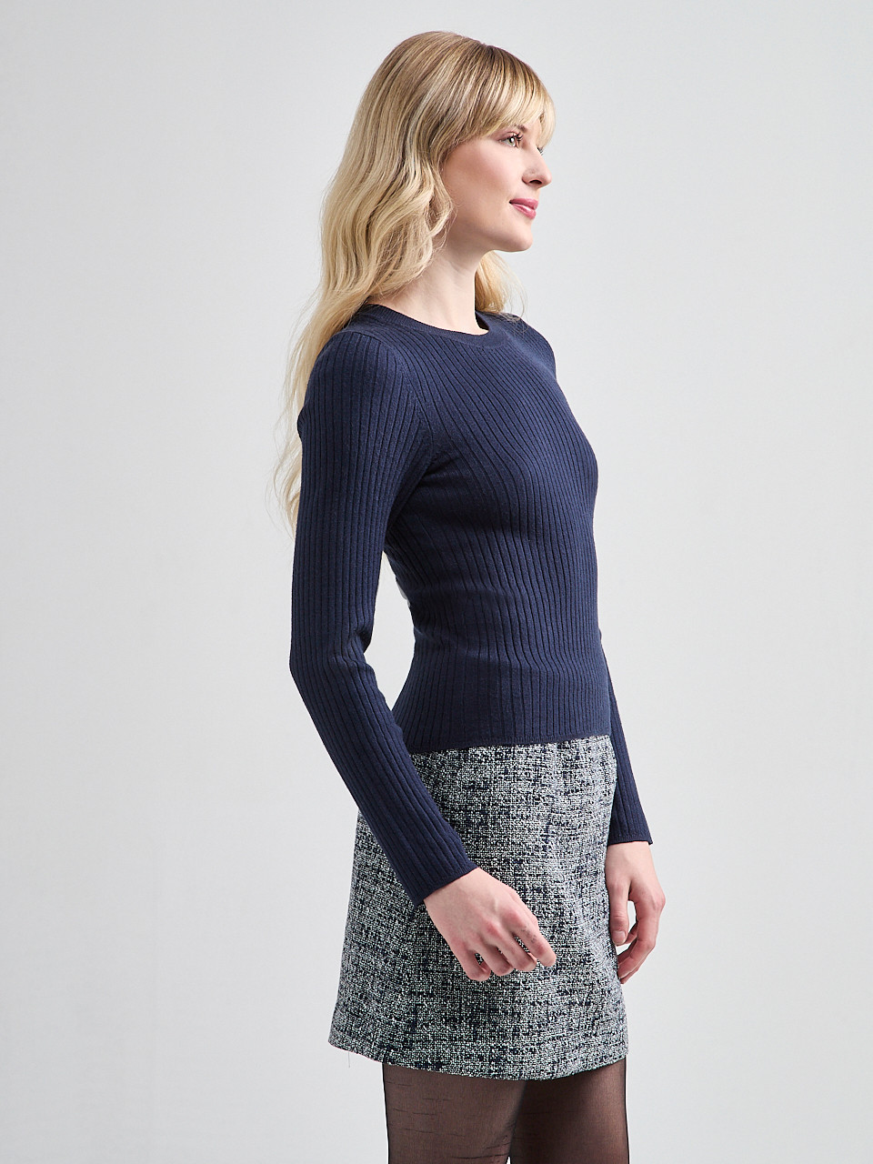 Ribbed Crewneck Pullover Sweater