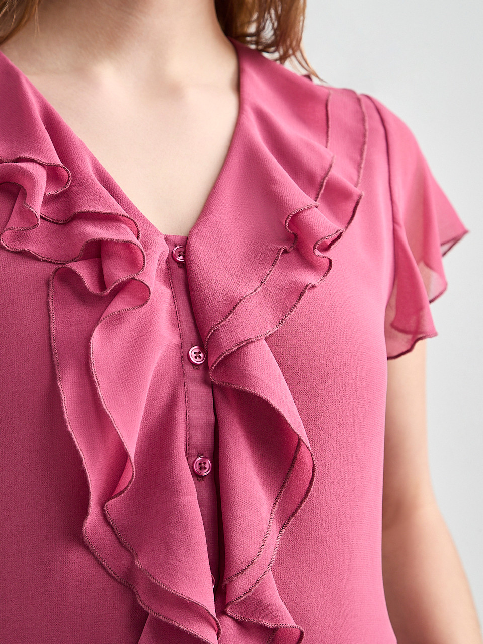 Short Flutter Sleeve Blouse Mulberry