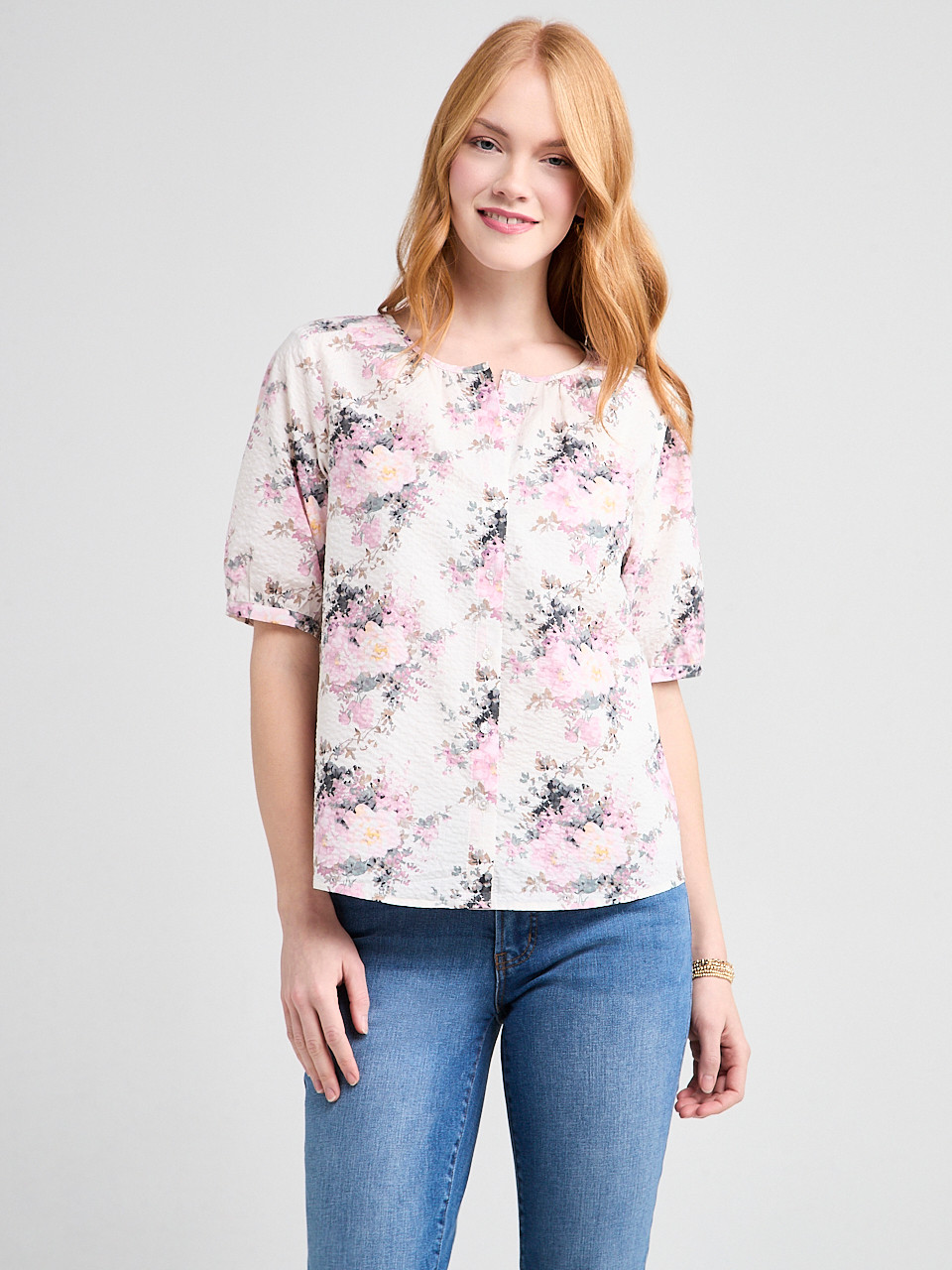 Short Sleeve Cotton Voile Puff Sleeve Blouse