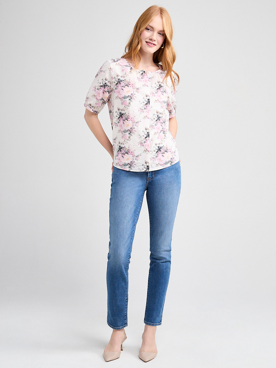 Short Sleeve Cotton Voile Puff Blouse