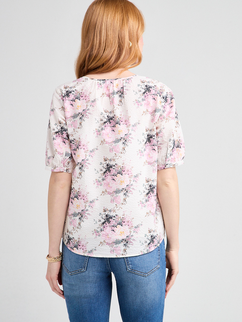 Short Sleeve Cotton Voile Puff Blouse