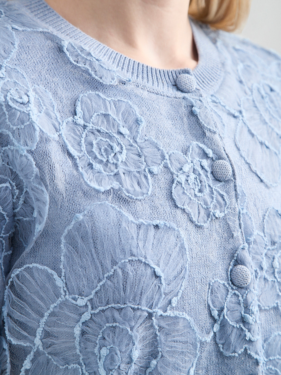 Short Sleeve Woven Overlay Cardigan Sweater