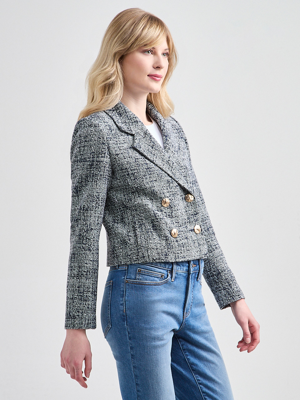 Tweed Double-Breasted Short Jacket