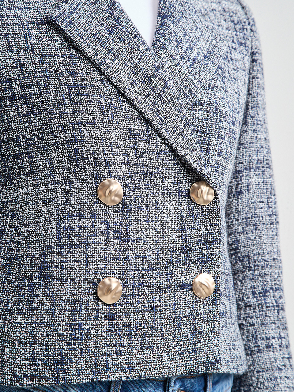 Tweed Double-Breasted Short Jacket