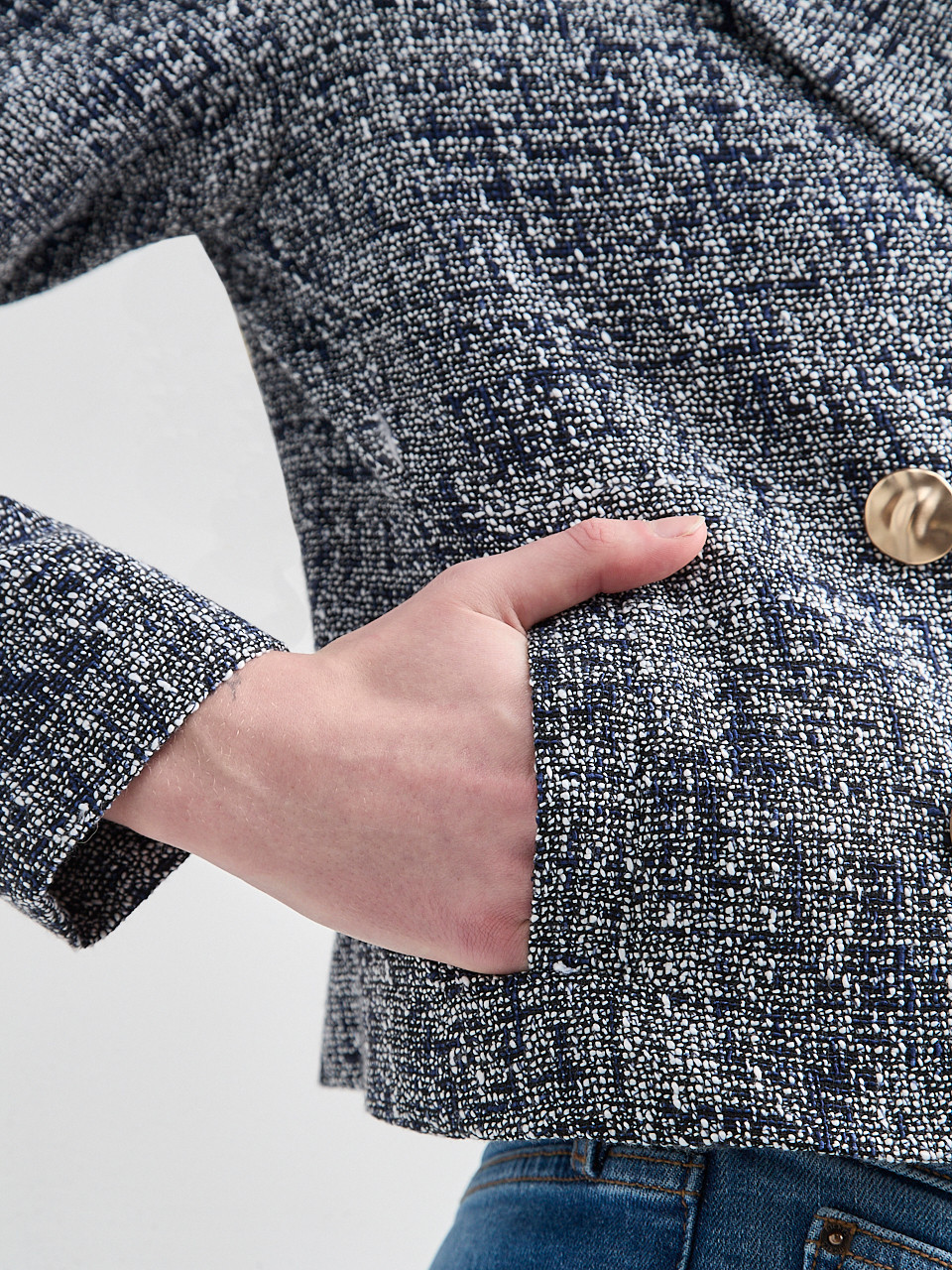 Tweed Double-Breasted Short Jacket
