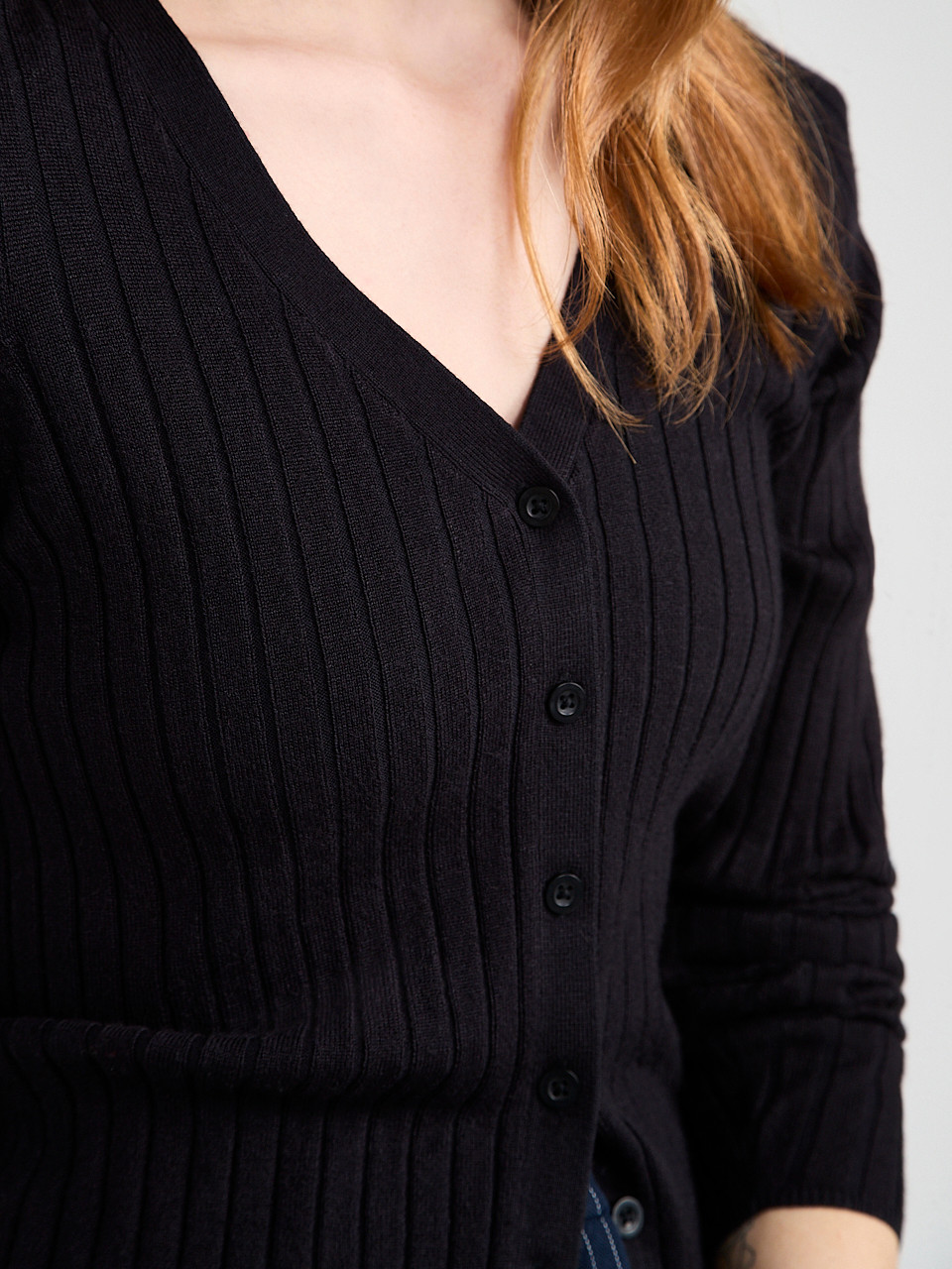 V-Neck Rib Cardigan Sweater