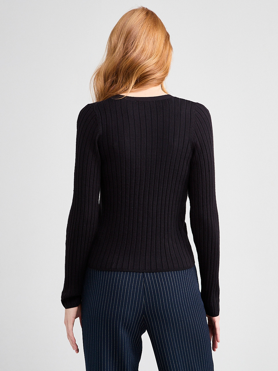 V-Neck Rib Cardigan Sweater