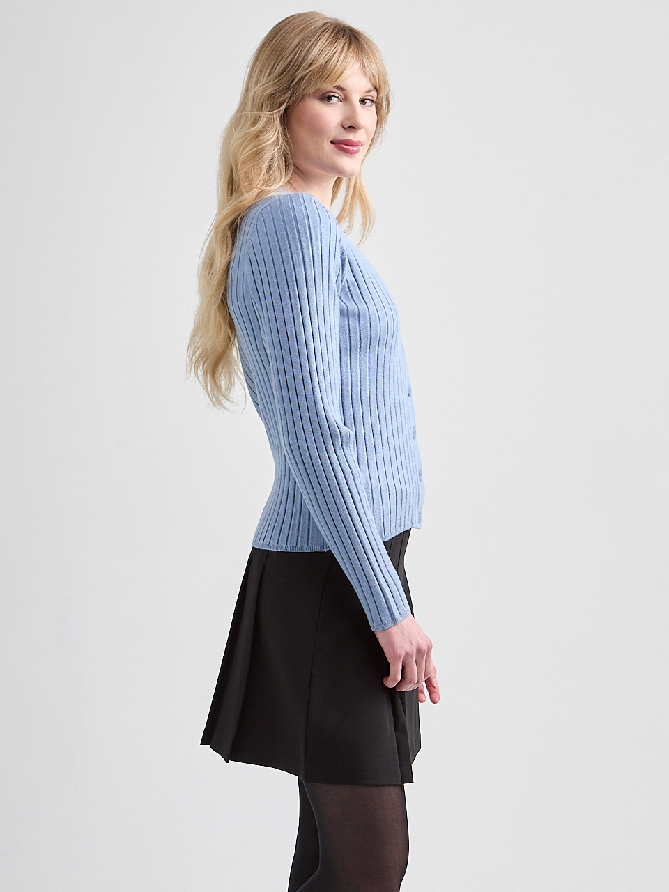 V-Neck Ribbed Cardigan Sweater