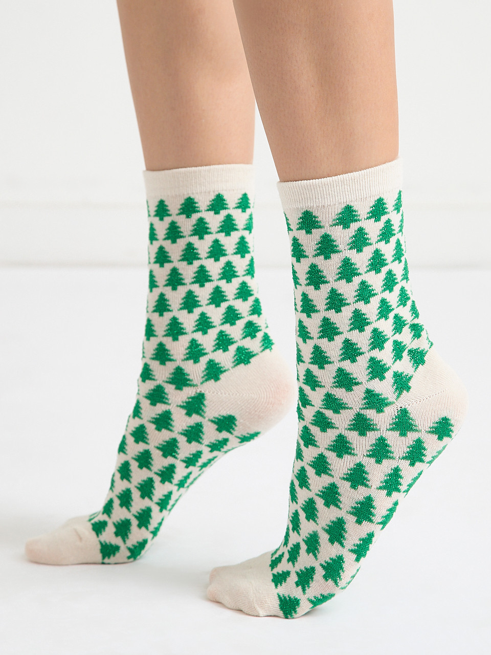 Grey Bow Crew Socks