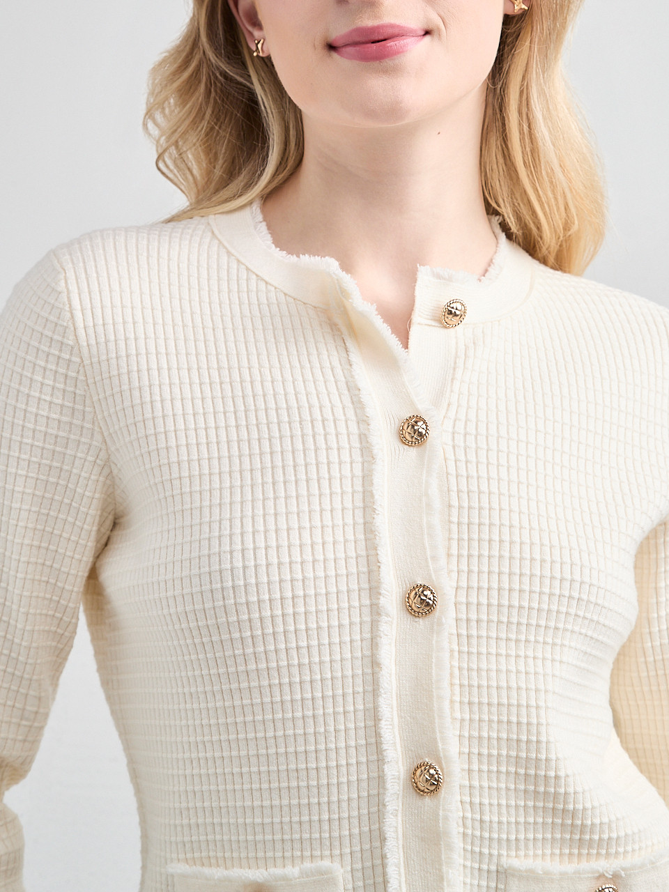 Textured Lady Cardigan Sweater Ivory