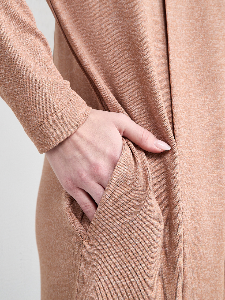 Long Sleeve Duster Cardigan in Cognac Melange
