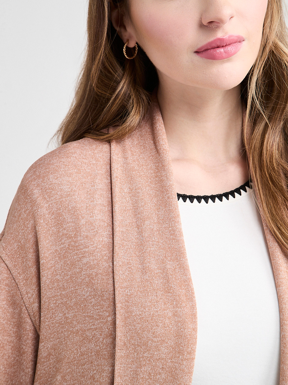 Long Sleeve Duster Cardigan in Cognac Melange