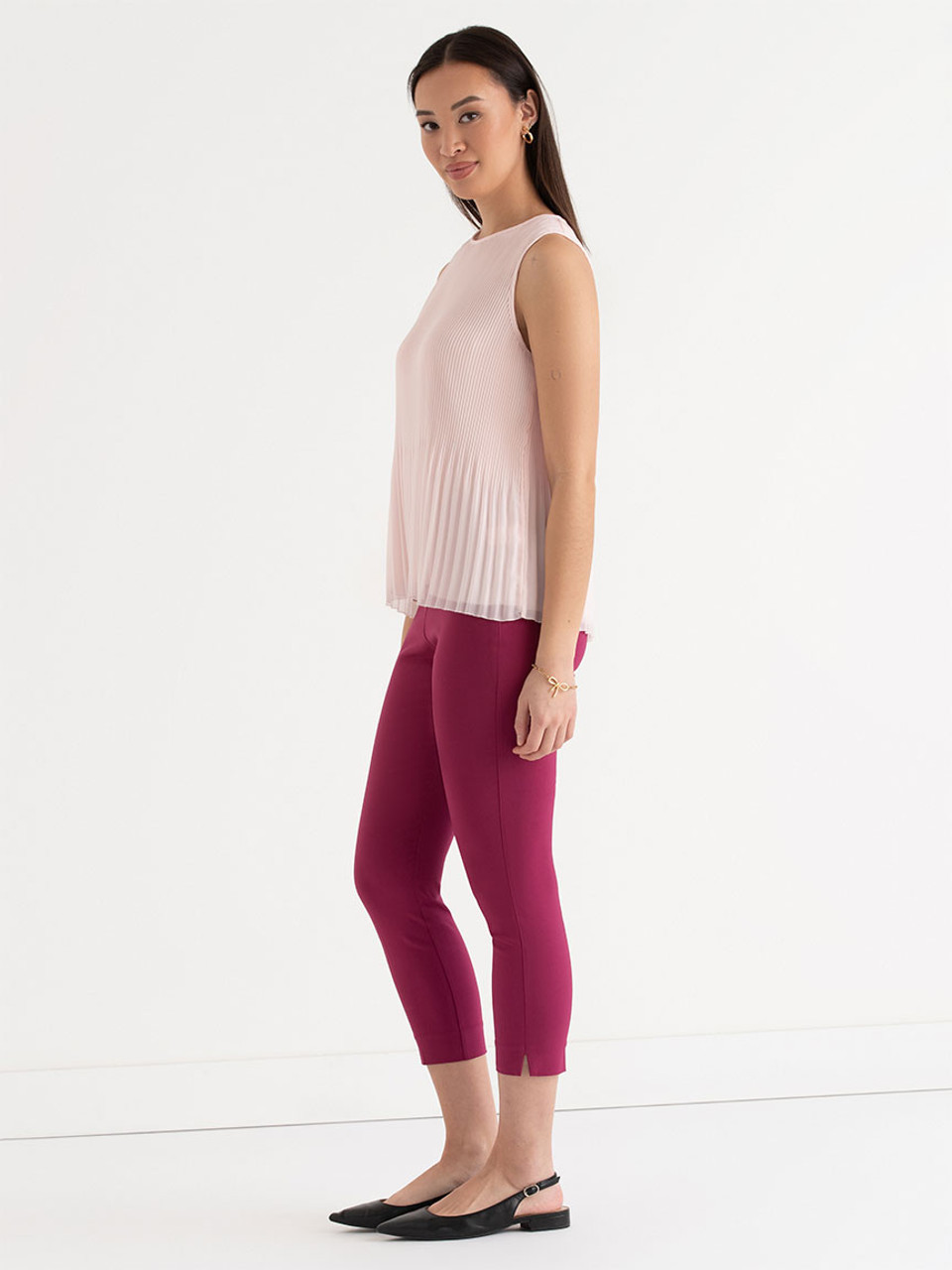 Audrey Skinny Crop Pant in Microtwill - Beaujolais