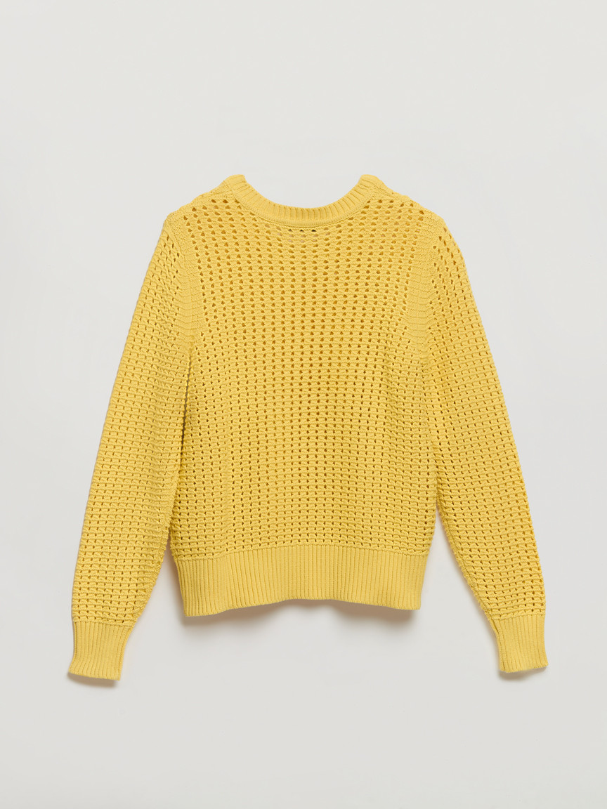 Long Sleeve Crochet Sweater Pale Banana
