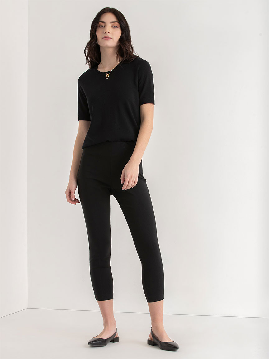 Elbow-Sleeve Sweater in Doeskin Stripe