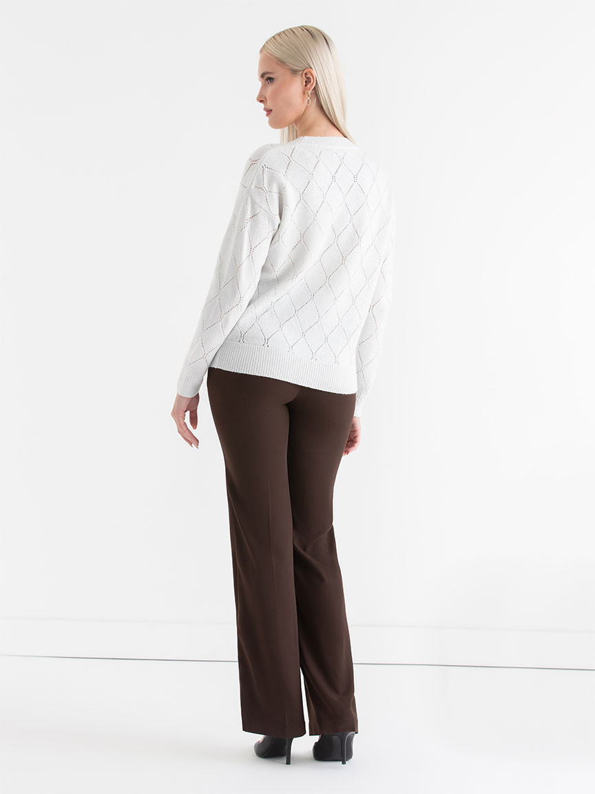 Pointelle Shimmer Pullover Sweater in Blanc de Blanc