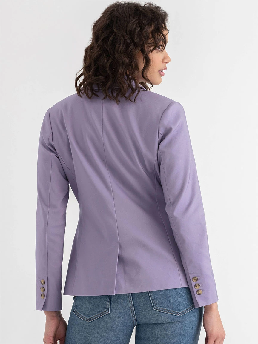 Single Button Cotton Sateen Blazer in Orchid Petal