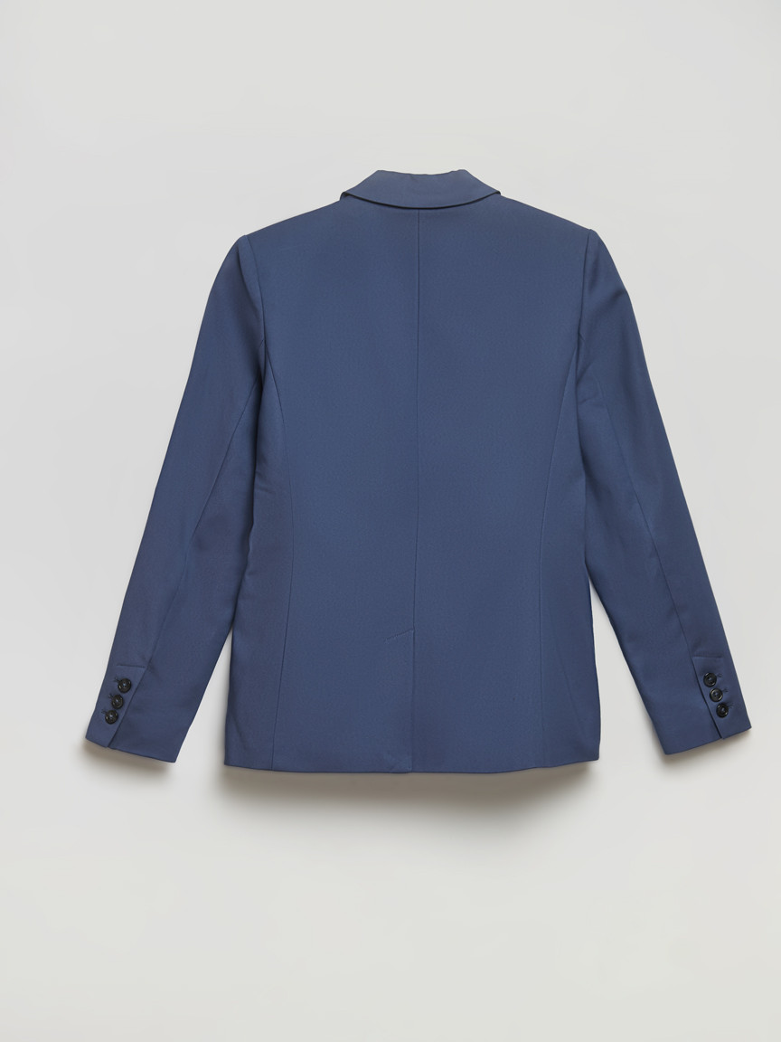 Single Button Cotton Sateen Blazer in Crown Blue