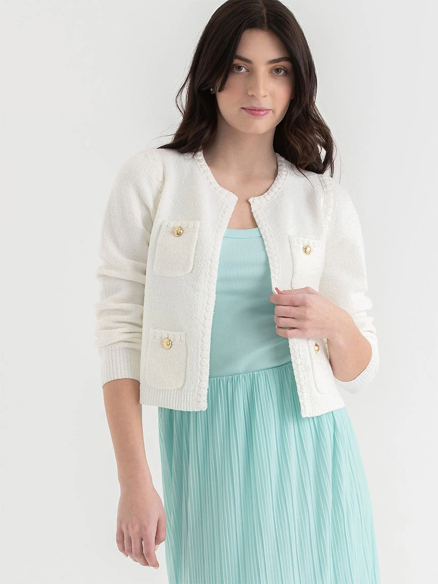 Boucle Sweater Jacket in Lucent White