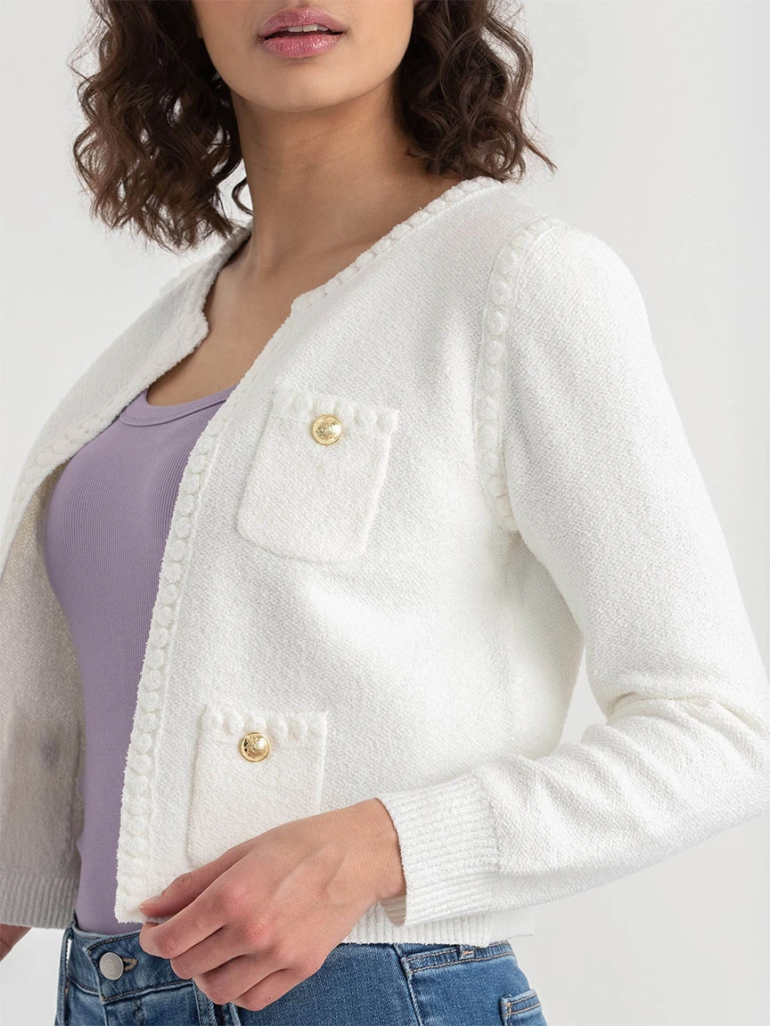 Boucle Sweater Jacket in Lucent White