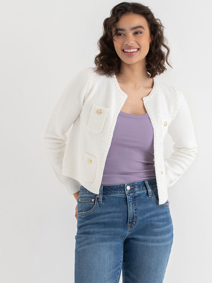 Boucle Sweater Jacket Lucent White