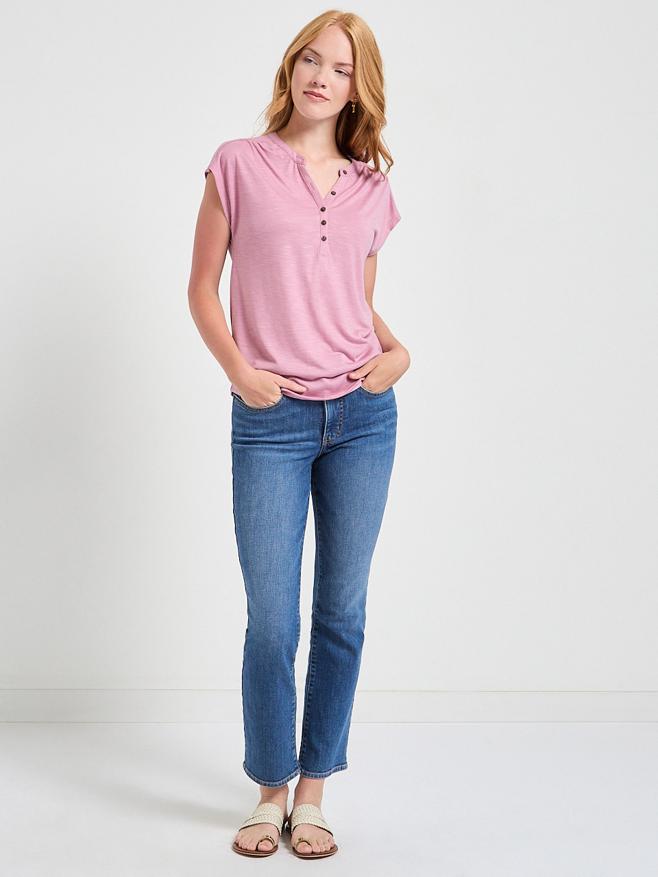 Henley Tee Shirt Lilas