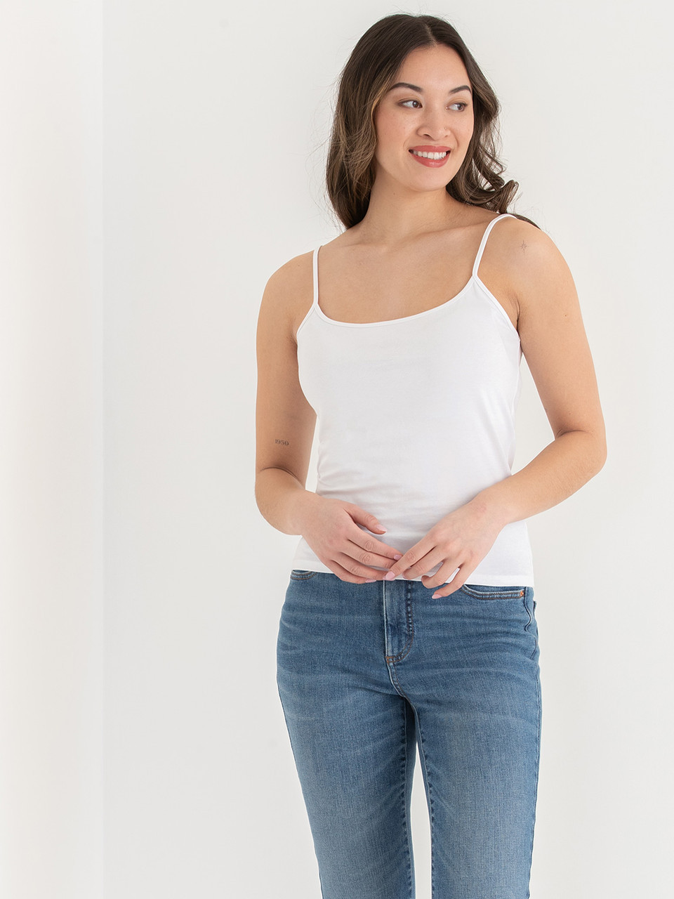 Cotton Strappy Cami in White