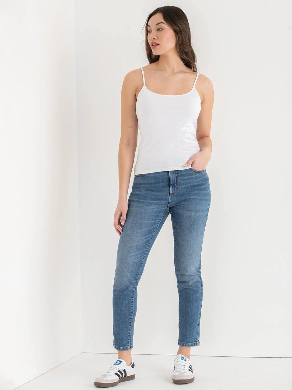 Cotton Strappy Cami in White