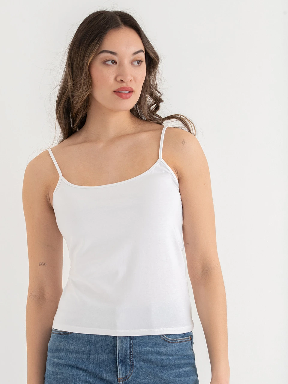 Cotton Strappy Cami in White