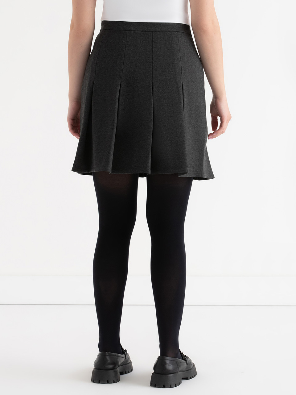 Flippy Pleated Mini Skirt in Charcoal